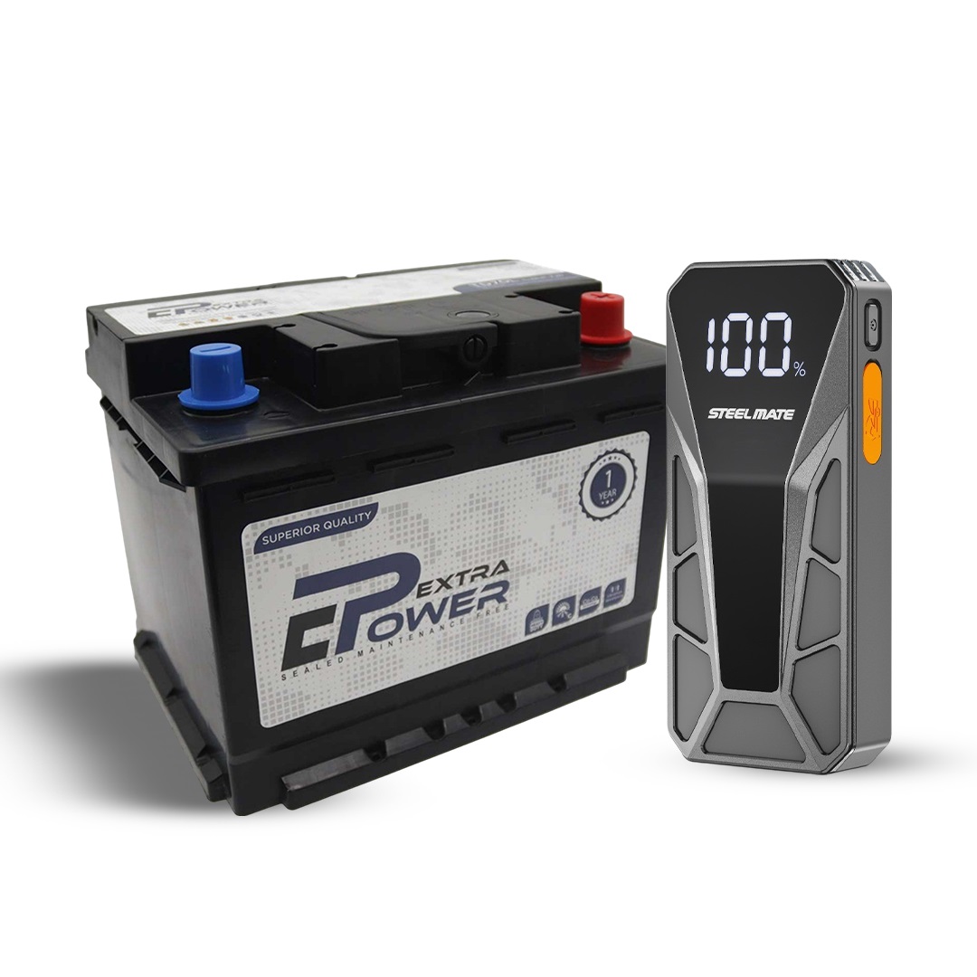 Chloride Extra Power Car Battery, 12/62 AH R - TD70L & SteelMate JS8 Car Battery Jump Starter