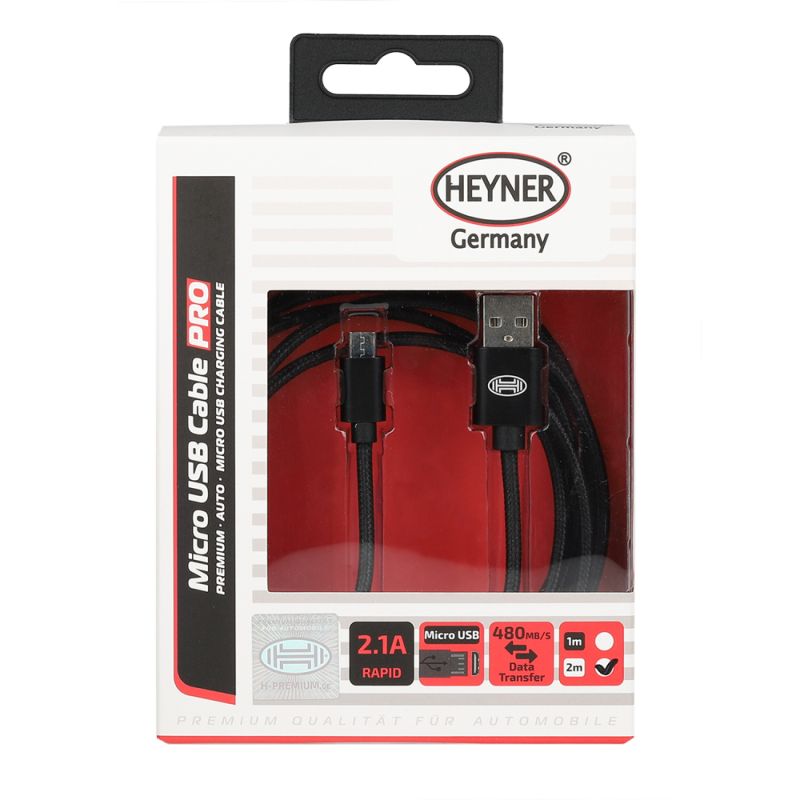 HEYNER Micro USB Cable PRO Nylon 2 m – Black
