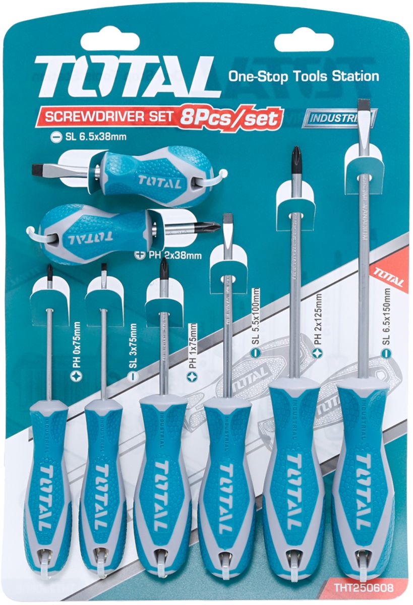 طقم مفكات توتال - 8 قطع - THT250608