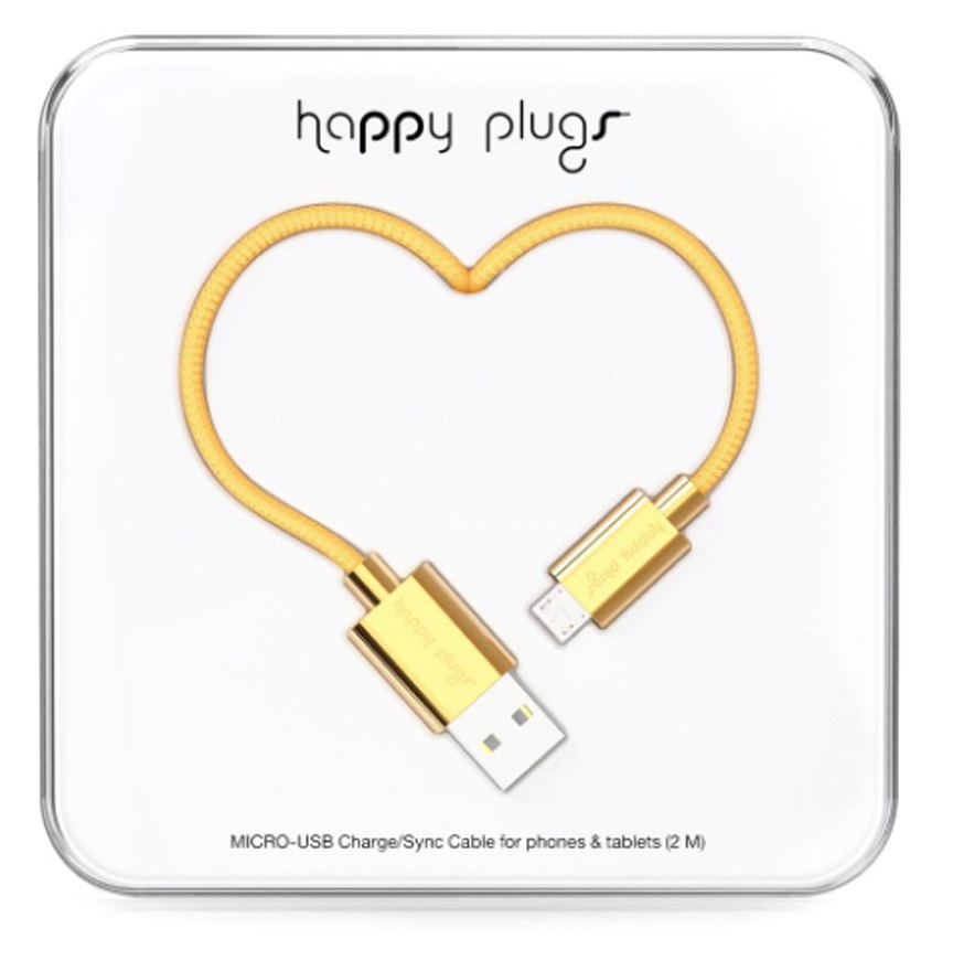 كابل شحن و نقل بيانات هابي بلاجز مايكرو-USB لUSB - 2 متر - ذهبي