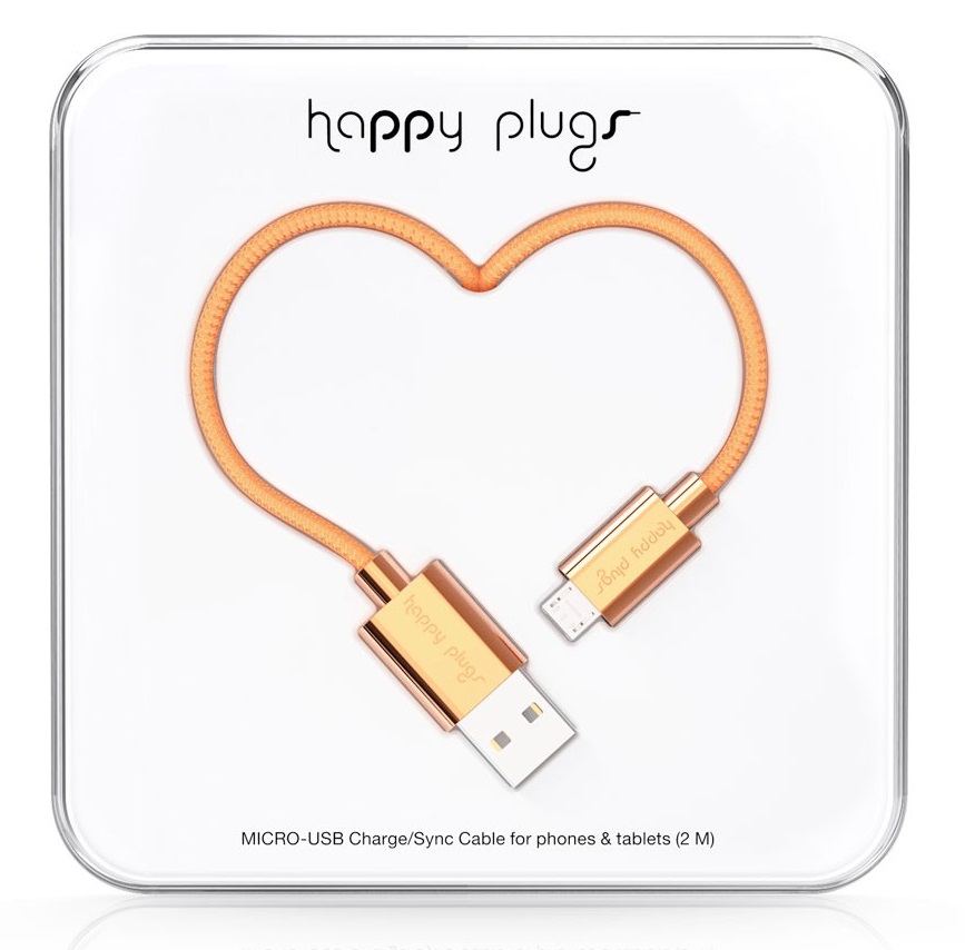 كابل شحن و نقل بيانات هابي بلاجز مايكرو-USB لUSB - 2 متر - روز جولد