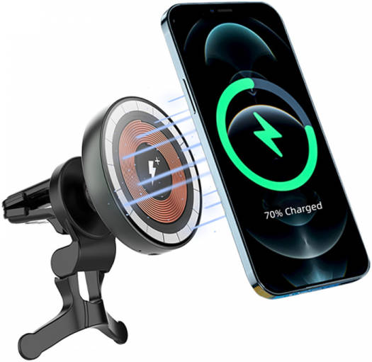 WIWU Magnetic Transparent Wireless Car Mount Charger 15W - Black (CH-309) ,