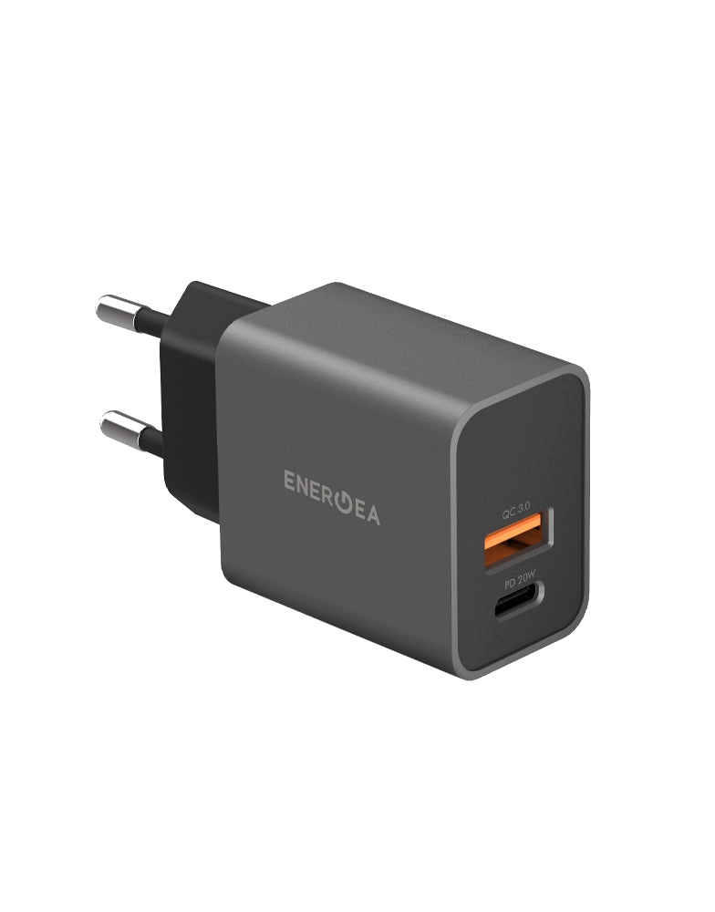 Energea AmpCharge USB-C Quick Wall Charger, 30 Watt, Gunmetal - PD30+