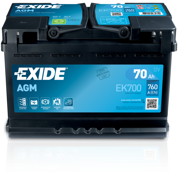 بطارية سيارة إكسايد - 80 أمبير - AGM800 - R