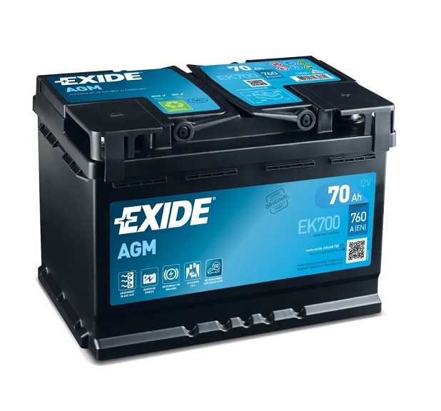 Exide Car Battery, 12 Volt, 70 Ampere - AGM 70L