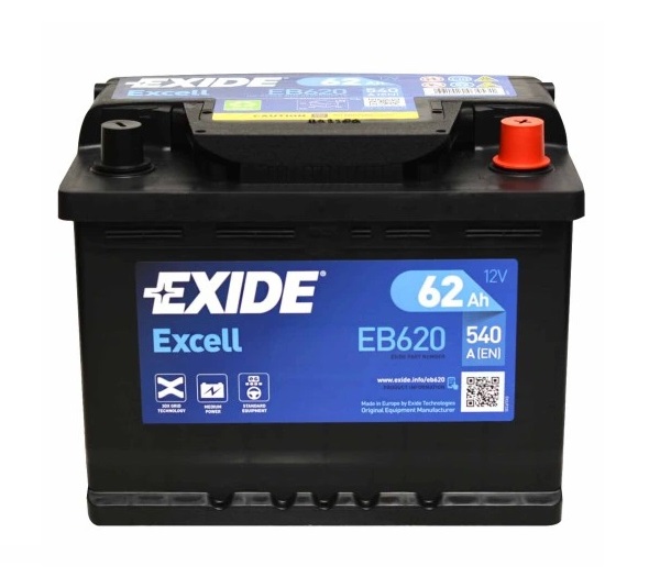 Exide Car Battery, 12 Volt, 62 Ampere - TD70