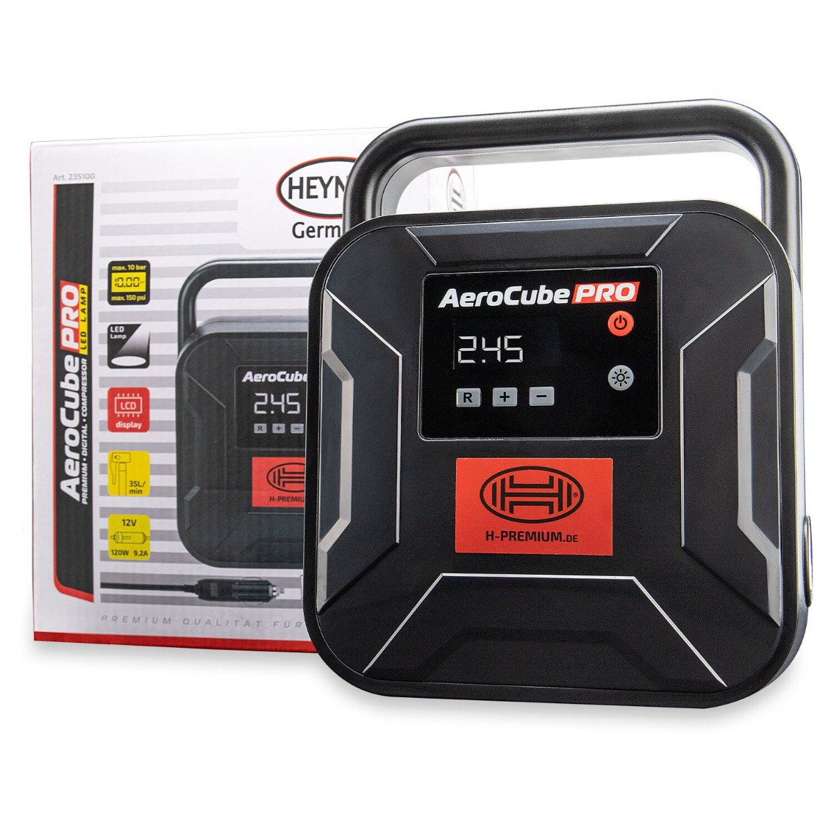 Heyner AeroCube Pro Digital Air Compressor, 10 Bar, 150 PSI, Black