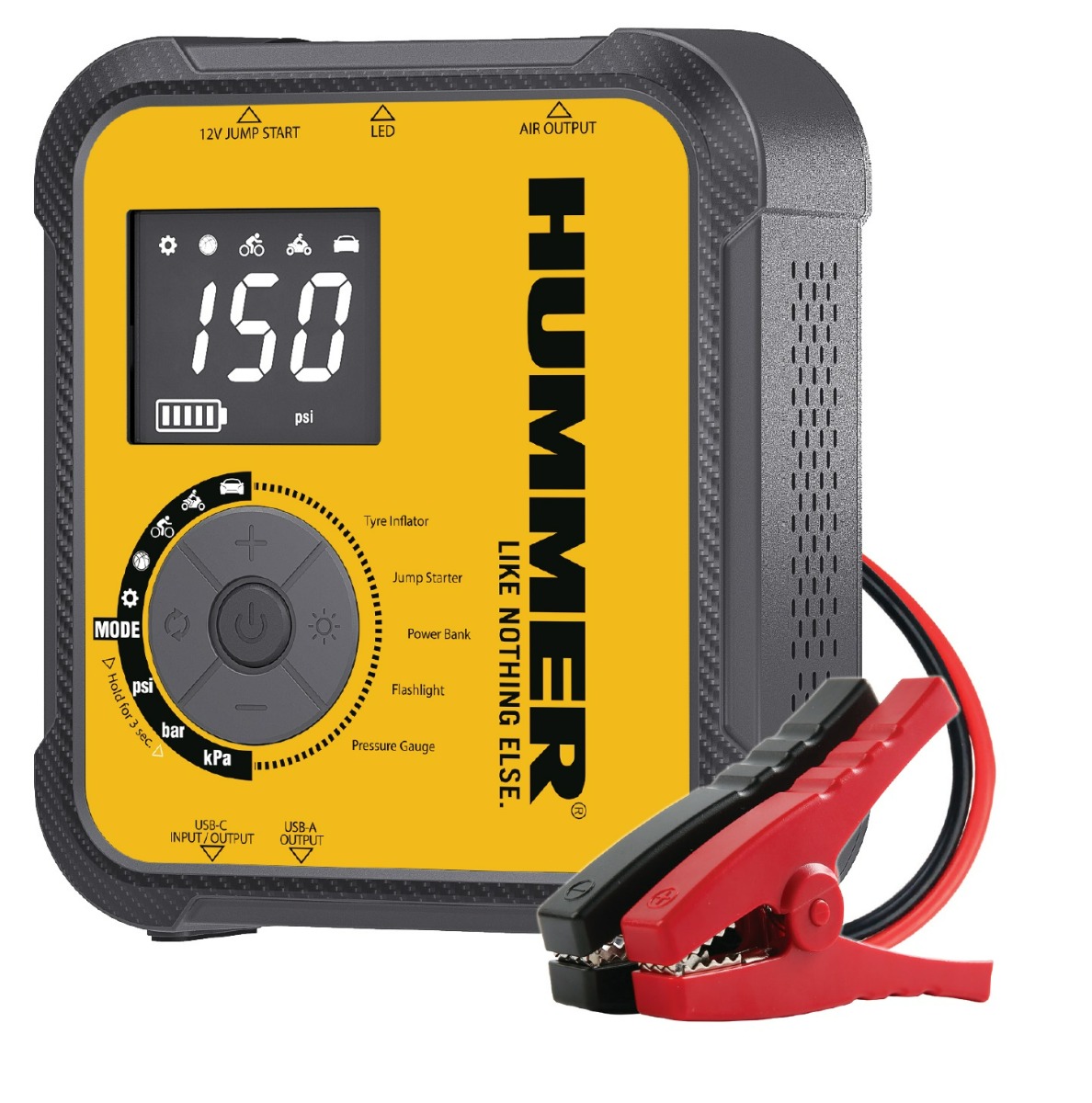 Hummer 2×1 Air Compressor & Car Battery Jump Starter, 2000mAh - H10T