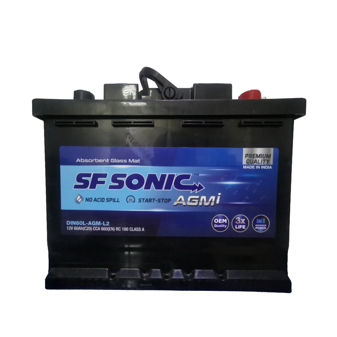 SF Sonic Car Battery, 12 Volt, 60 Ampere - AGM 60L