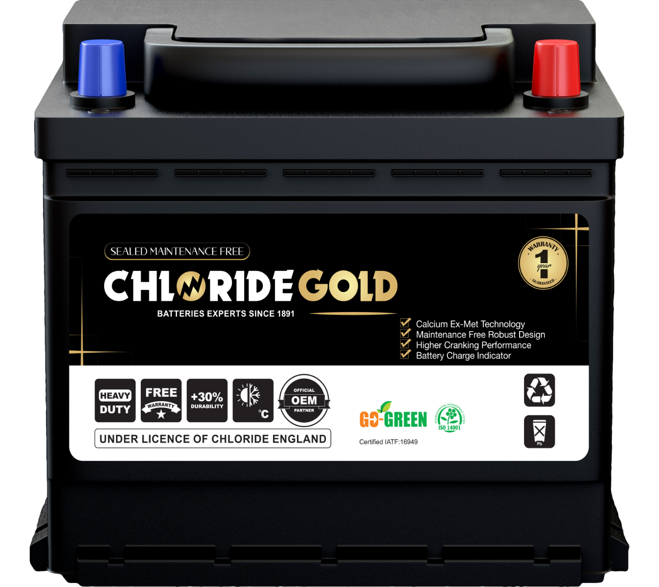 Chloride Gold Car Battery, 12 Volt, 45 Ampere  - NS60LS