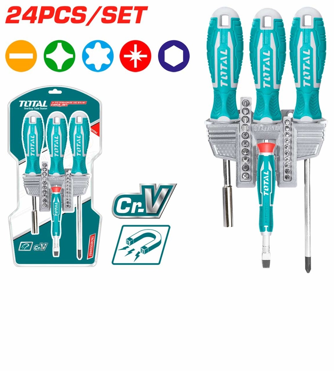 Total Tools - Screw Driver Set 24 pcs (TACSD302462)