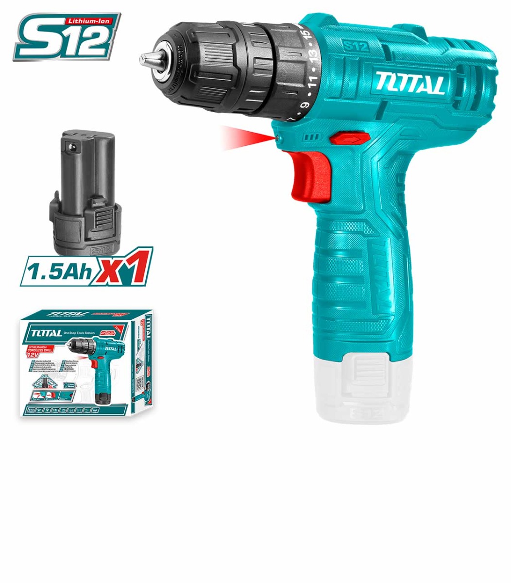 Total Tools - Lithium Ion Cordless Drill 12 V (TDLI12415) ,