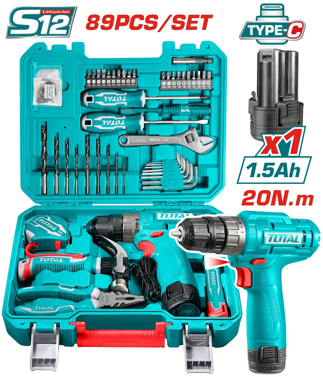 Total Tools Combo Set of 89 with V12 Drill - THKTHP10892